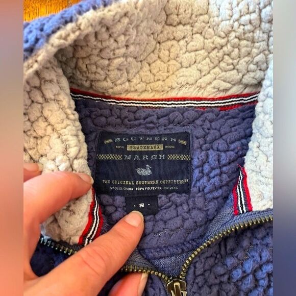 Southern Marsh Appalachian Pile Sherpa Pullover Sweater Size S 1/4 Zip Fleece - Picture 5 of 8